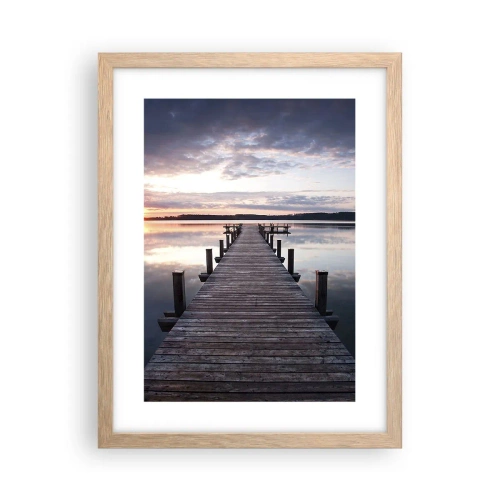 Poszter világos tölgy keretben - Csendes határ a nappal és az éjszaka között - 30x40 cm