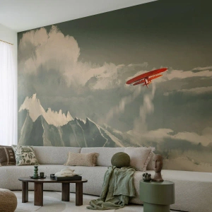 Fotótapéta Premium Canvas - Rettenthetetlen úttörő - Absztrakció, Repülőgép, Hegyi táj - 100x70 cm