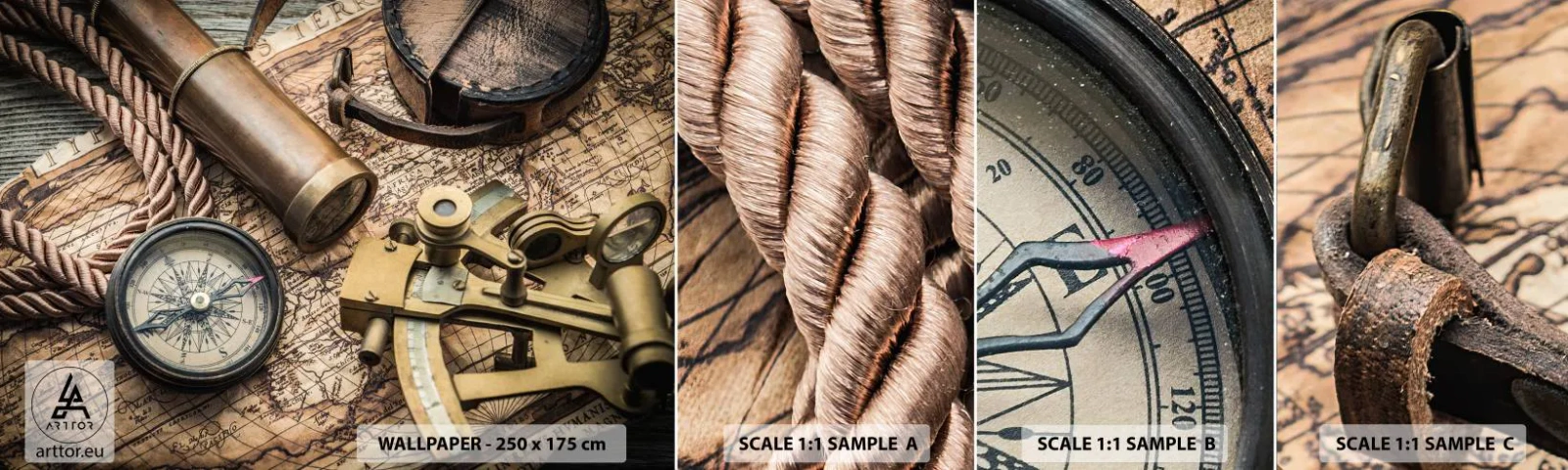 Fotótapéta Minta Öntapadós Deluxe Sticker - Állítson be egy irányt - Tengeri, Világtérkép, Iránytű - 100x30 cm