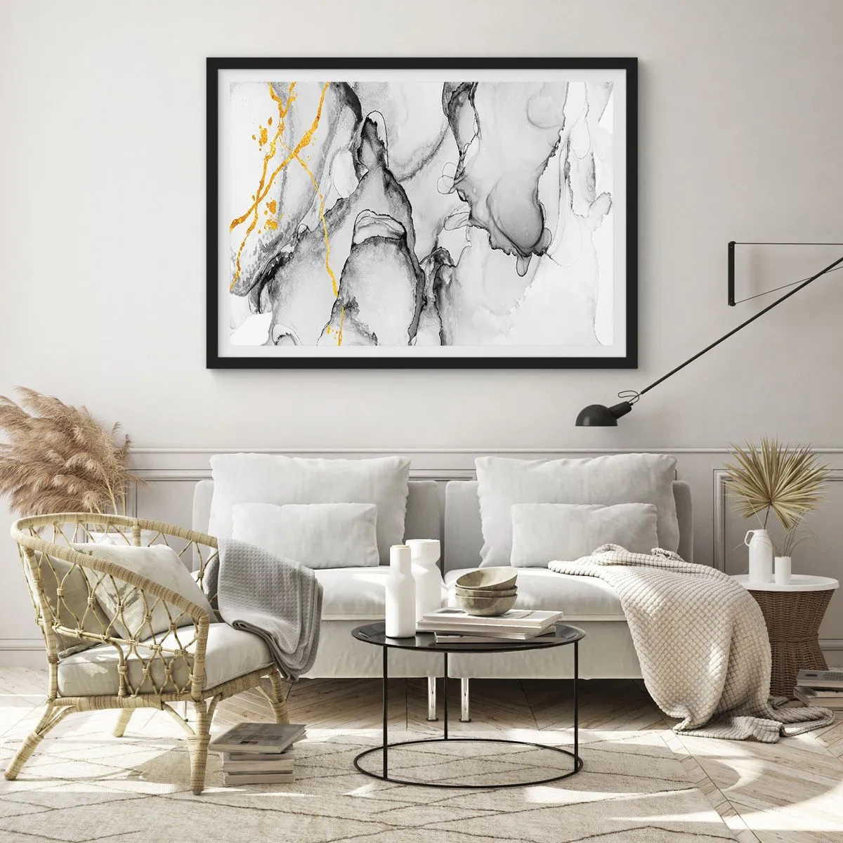 Poszter fehér keretben - Arany motívumú kompozíció - 50x40 cm