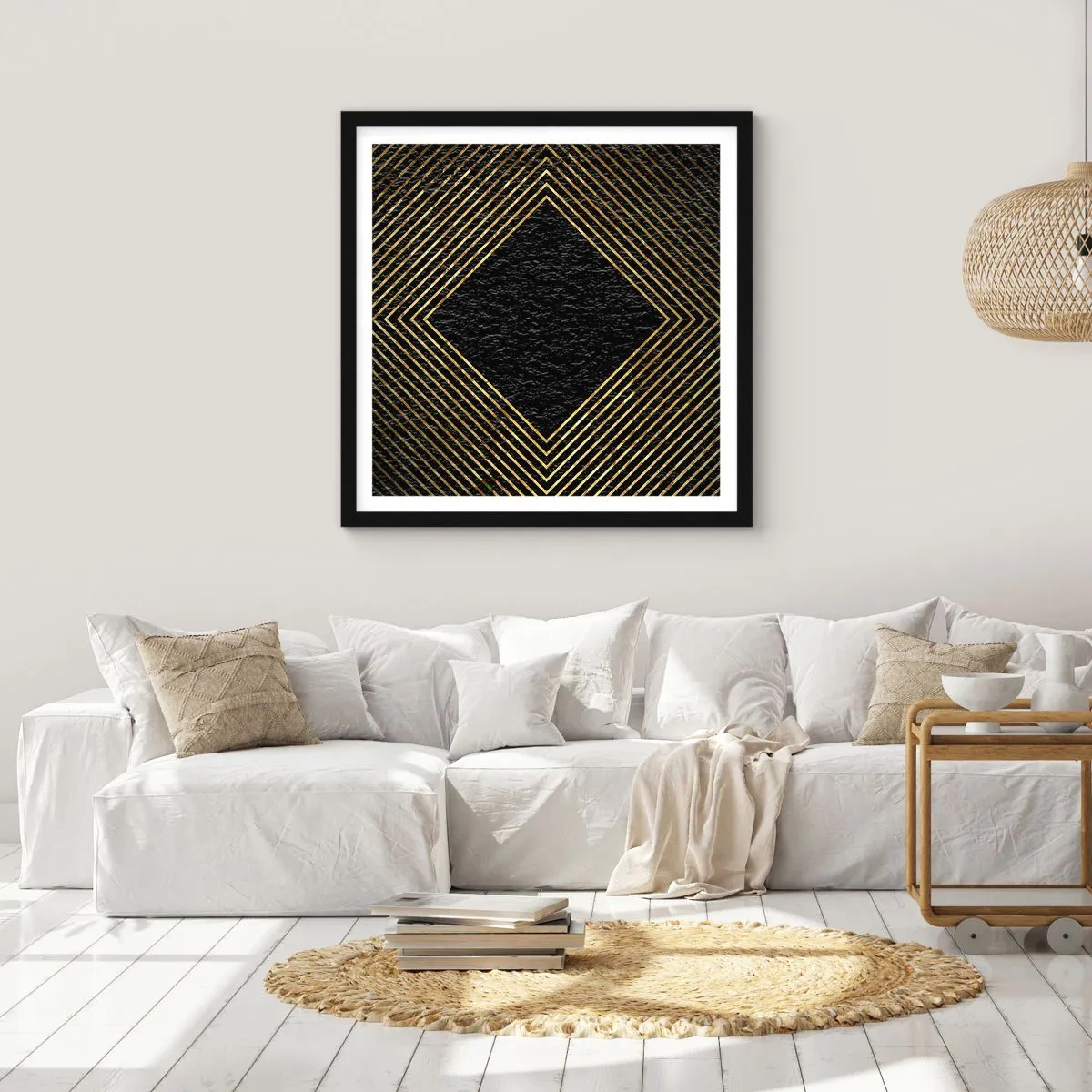 Poszter fehér keretben - Geometria glamour stílusban - 30x30 cm