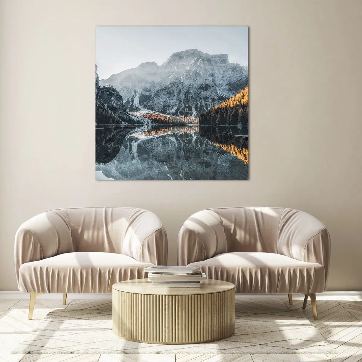 Üveg kép - Tükrös táj - 70x70 cm