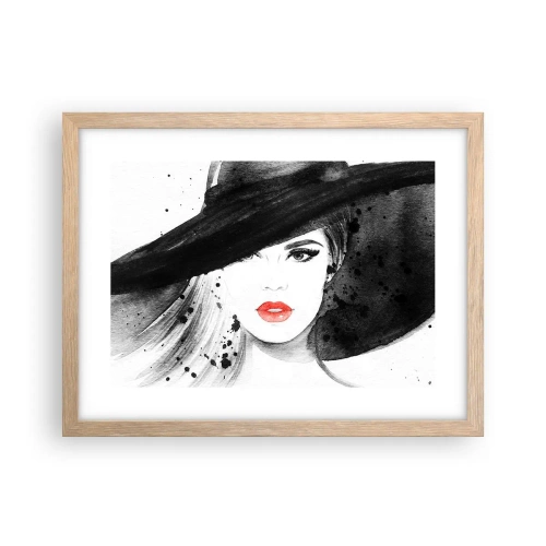 Poszter világos tölgy keretben - Hölgy a feketében - 40x30 cm