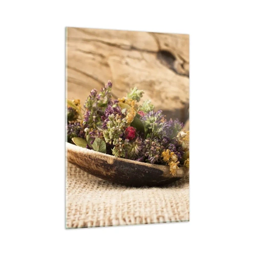Üveg kép - Színes virágok és illatos gyógynövények - 80x120 cm