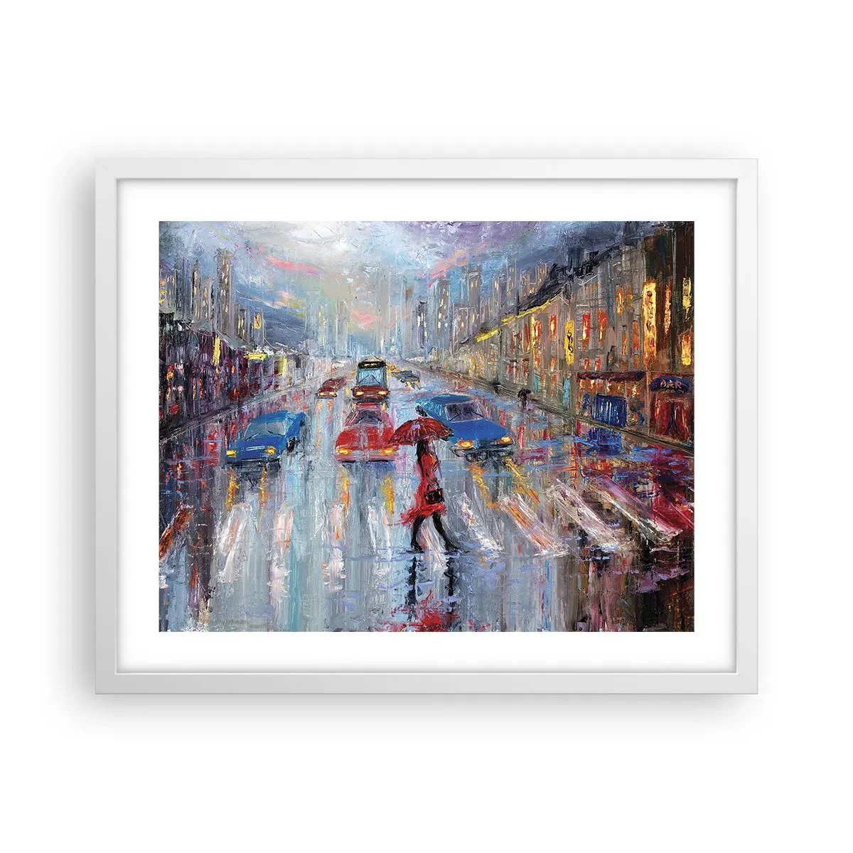 Poszter fekete keretben - Esős délután a városban - 50x40 cm
