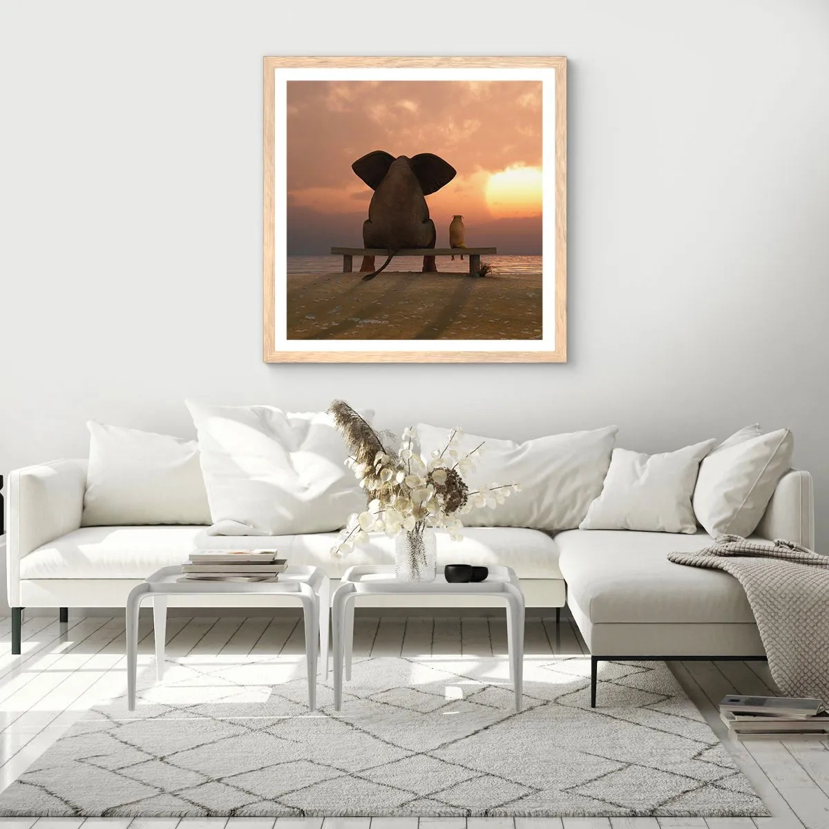 Poszter világos tölgy keretben - Jó együtt hallgatni - 60x60 cm