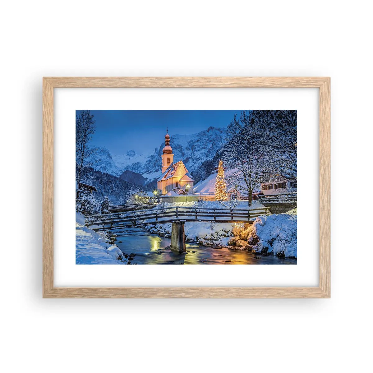 Poszter világos tölgy keretben - Karácsonyi hangulat - 40x30 cm