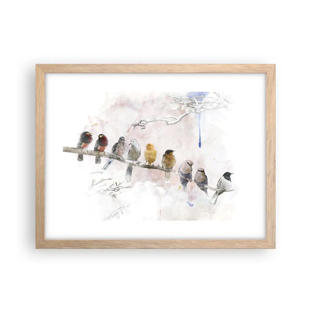 Poszter világos tölgy keretben - Szárnyas találkozó - 40x30 cm