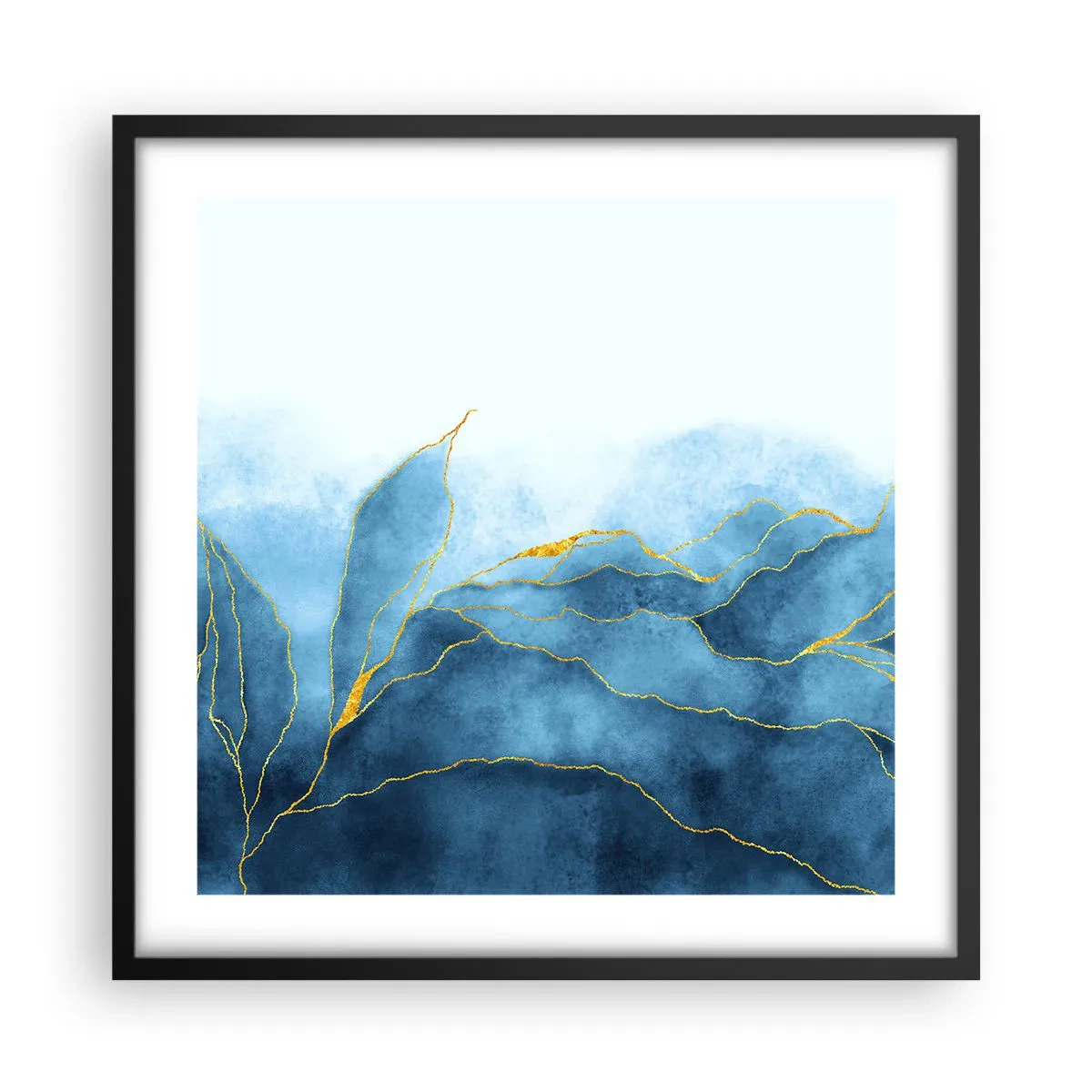 Poszter fehér keretben - Kék aranyban - 50x50 cm