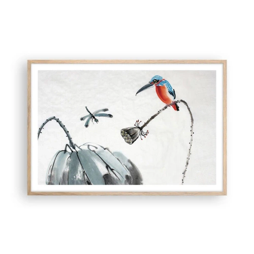 Poszter világos tölgy keretben - A rét élete - 91x61 cm