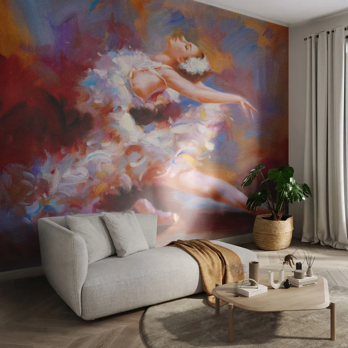 Fotótapéta Premium Sand - A hattyú eleganciája - Balett, Balerina, Táncos - 100x70 cm