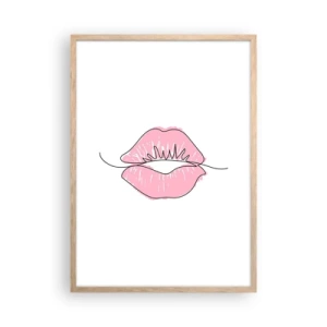 Poszter világos tölgy keretben - Készen állsz a csókra? - 50x70 cm