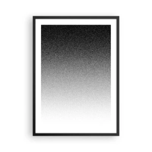 Poszter fehér keretben - Minimalista fekete-fehér színátmenet pontozott mintában - 50x70cm - A fény felé - Modern fali dekoráció nappalihoz és hálószobához ARTTOR