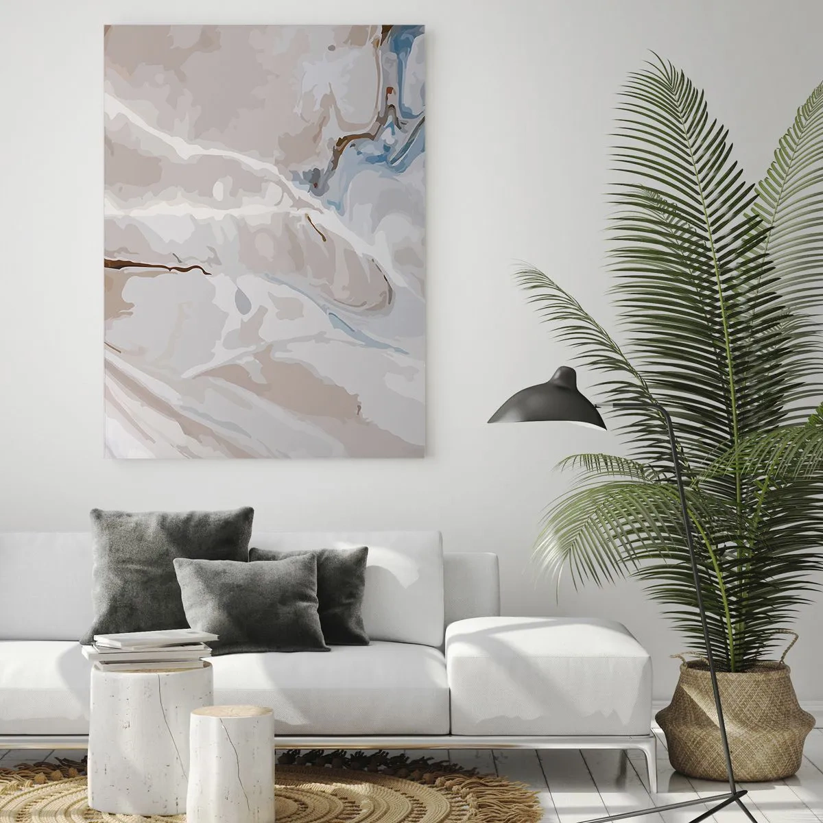 Üveg kép - Kék kanyarog a fehér alatt - 70x100 cm