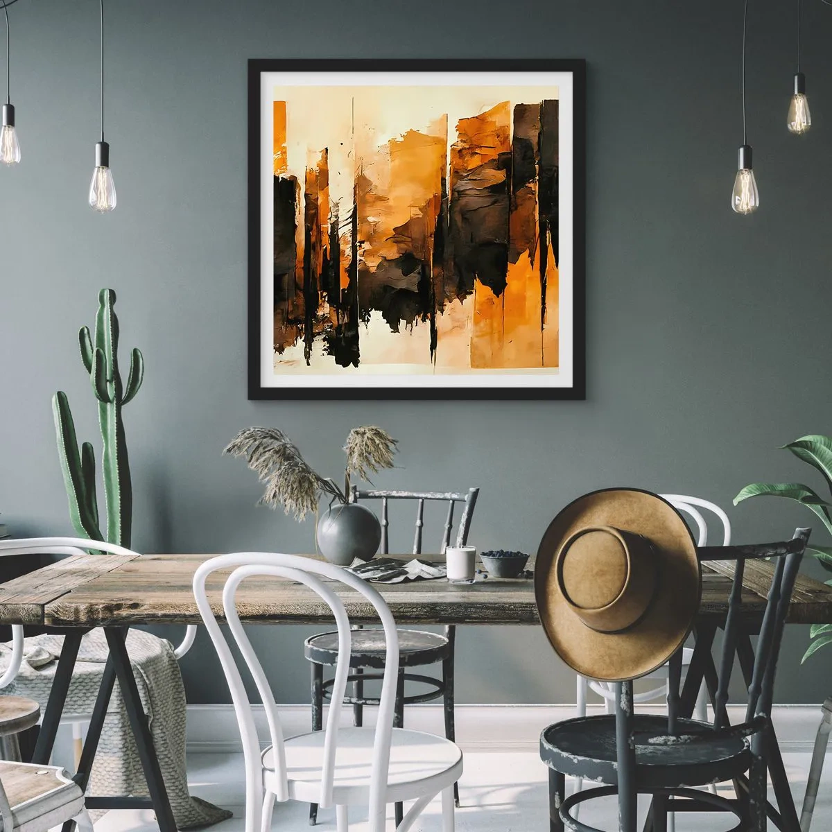 Poszter fehér keretben - A fekete és az arany harmóniája - 50x50 cm