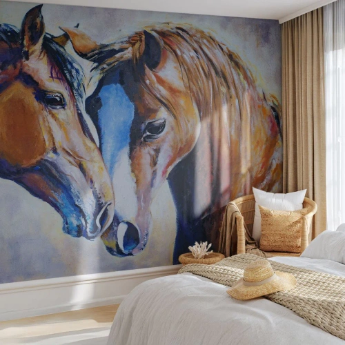Fotótapéta Premium Sand - Ez barátság? Vagy szerelem - Absztrakció, Lovak, Természet - 200x140 cm