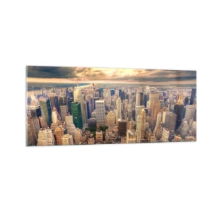 Üveg kép - Aranyozott metropolisz - 100x40 cm