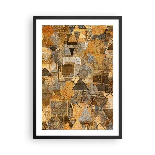 Poszter fehér keretben - Arany absztrakt geometrikus kompozíció - 50x70cm - Formában a világ - Modern fali dekoráció nappalihoz és hálószobához ARTTOR
