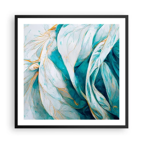 Poszter fehér keretben - Kék absztrakció arany motívummal - 60x60 cm