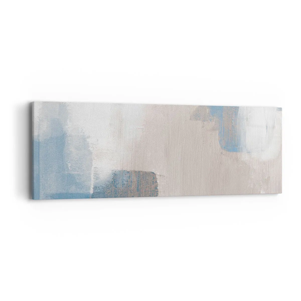 Vászonkép - Rózsaszín absztrakció egy kék fátyol mögött - 90x30 cm
