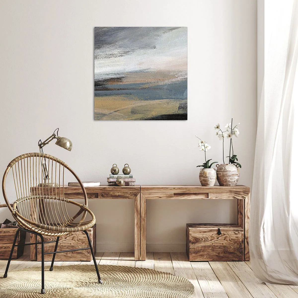 Vászonkép - Absztrakció: északi táj - 60x60 cm