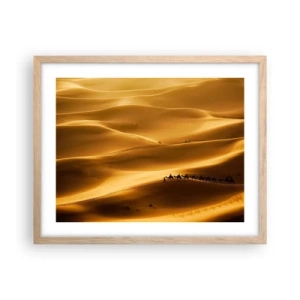 Poszter világos tölgy keretben - Karaván a sivatagi hullámokban - 50x40 cm