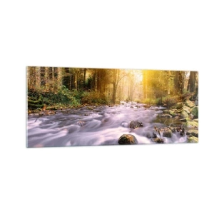 Üveg kép - Malachit ezüst és arany keretben - 100x40 cm