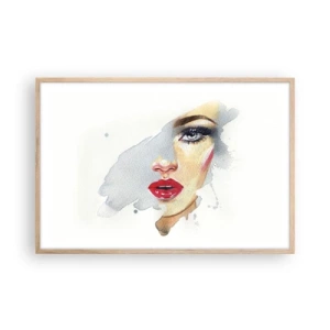 Poszter világos tölgy keretben - Egy vízcsepp tükörkép  - 91x61 cm