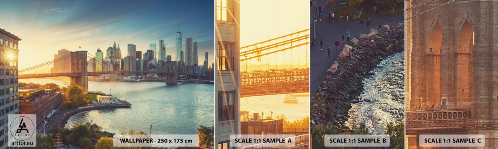 Fotótapéta Minta Standard Eco - Nagyváros hajnala - New York, Város, Brooklyn híd - 100x30 cm