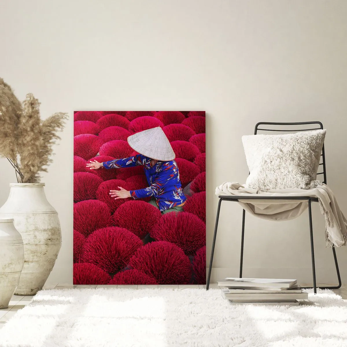 Üveg kép - A rizsföldön - 50x70 cm