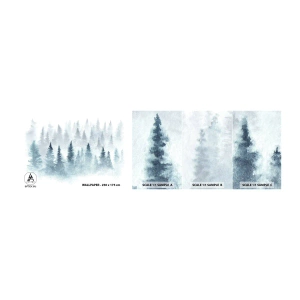 Fotótapéta Minta Standard Eco - Ködbe burkolózva - Tájkép, Erdő, Lucfenyő - 100x30 cm