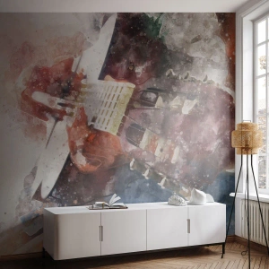 Fotótapéta Standard Eco - Egy elektromos gitár akvarellfestménye dinamikus színekben. - 100x70cm - És mit gondolsz róla? - Modern fali dekoráció nappalihoz és hálószobához ARTTOR