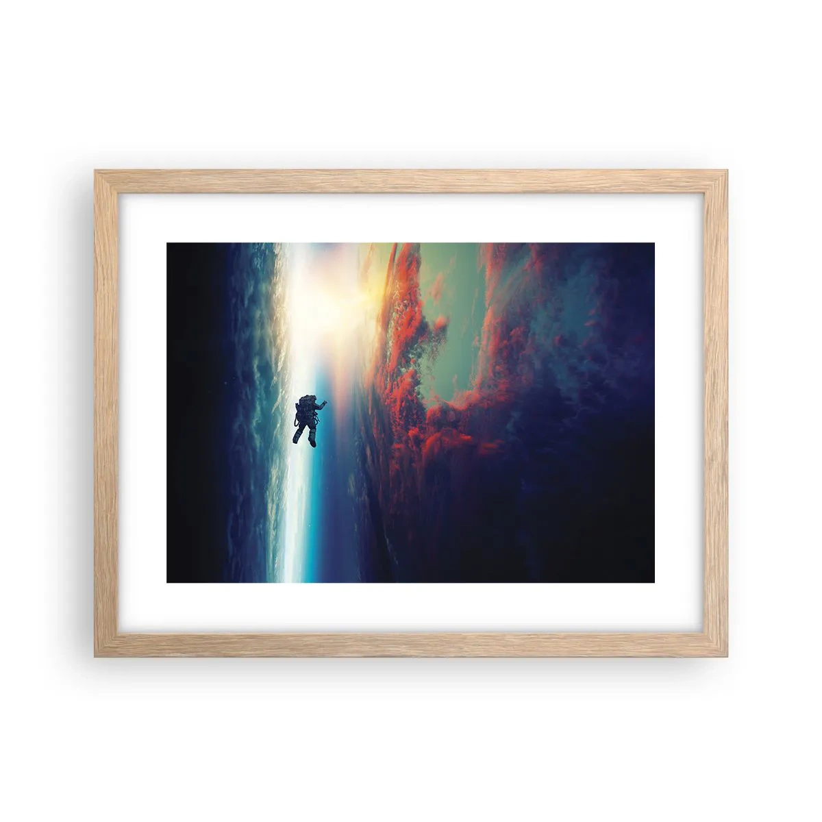 Poszter világos tölgy keretben - Szembenézés az univerzummal - 40x30 cm