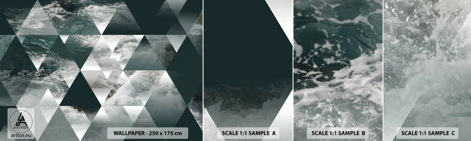 Fotótapéta Minta Öntapadós Deluxe Sticker - Kristály perspektíva - Absztrakció, Tengeri hullámok, Darab - 100x30 cm