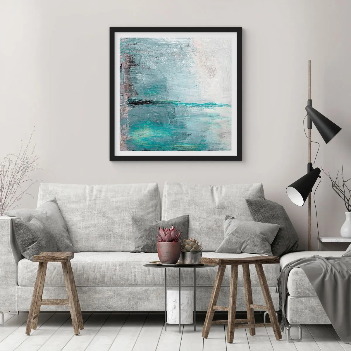 Poszter fehér keretben - Vízszintesen kék színben - 60x60 cm