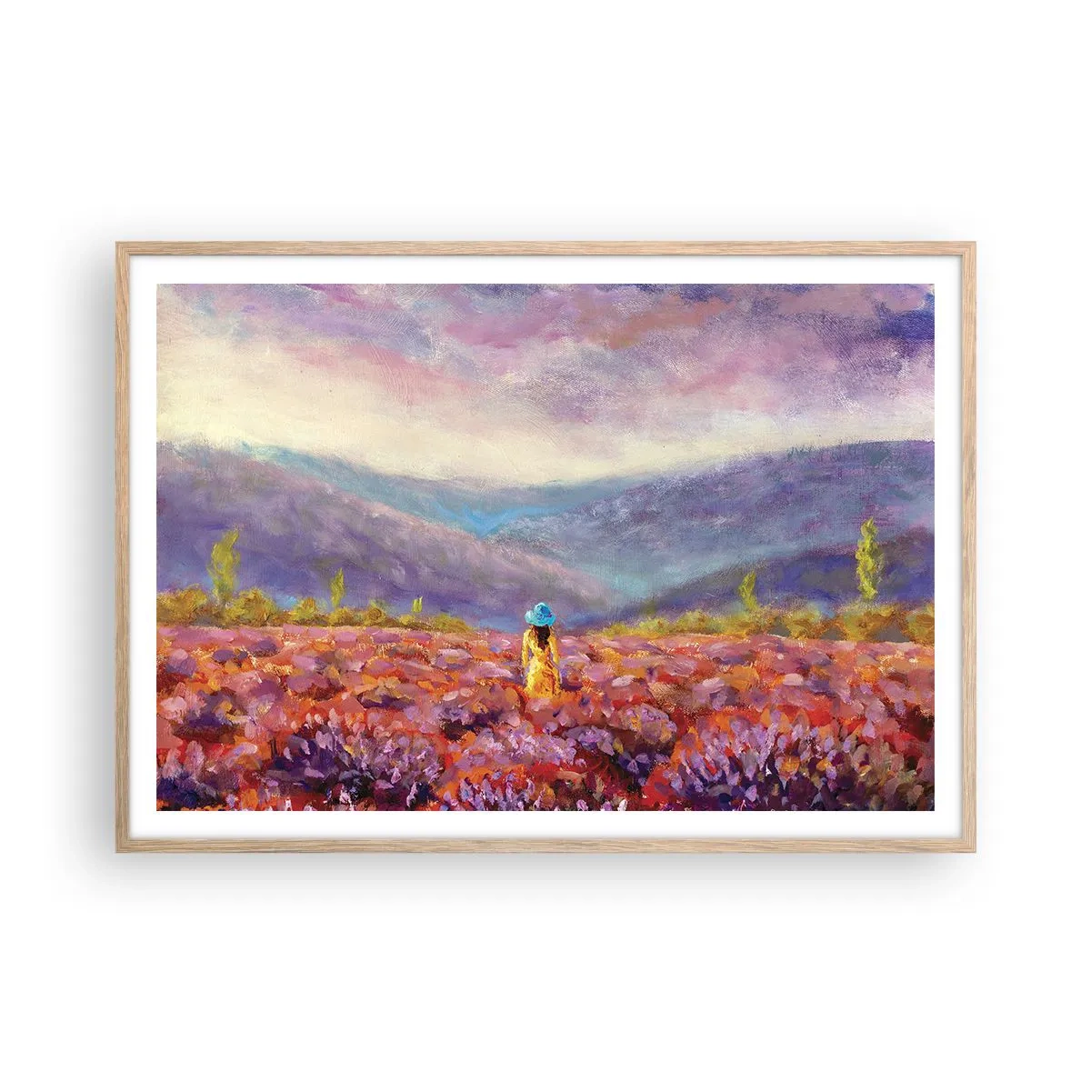 Poszter világos tölgy keretben - A levendula világában - 100x70 cm