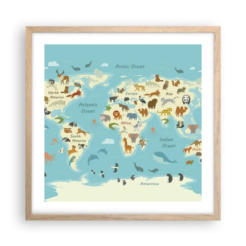 Poszter világos tölgy keretben - Jó szomszédok - 50x50 cm