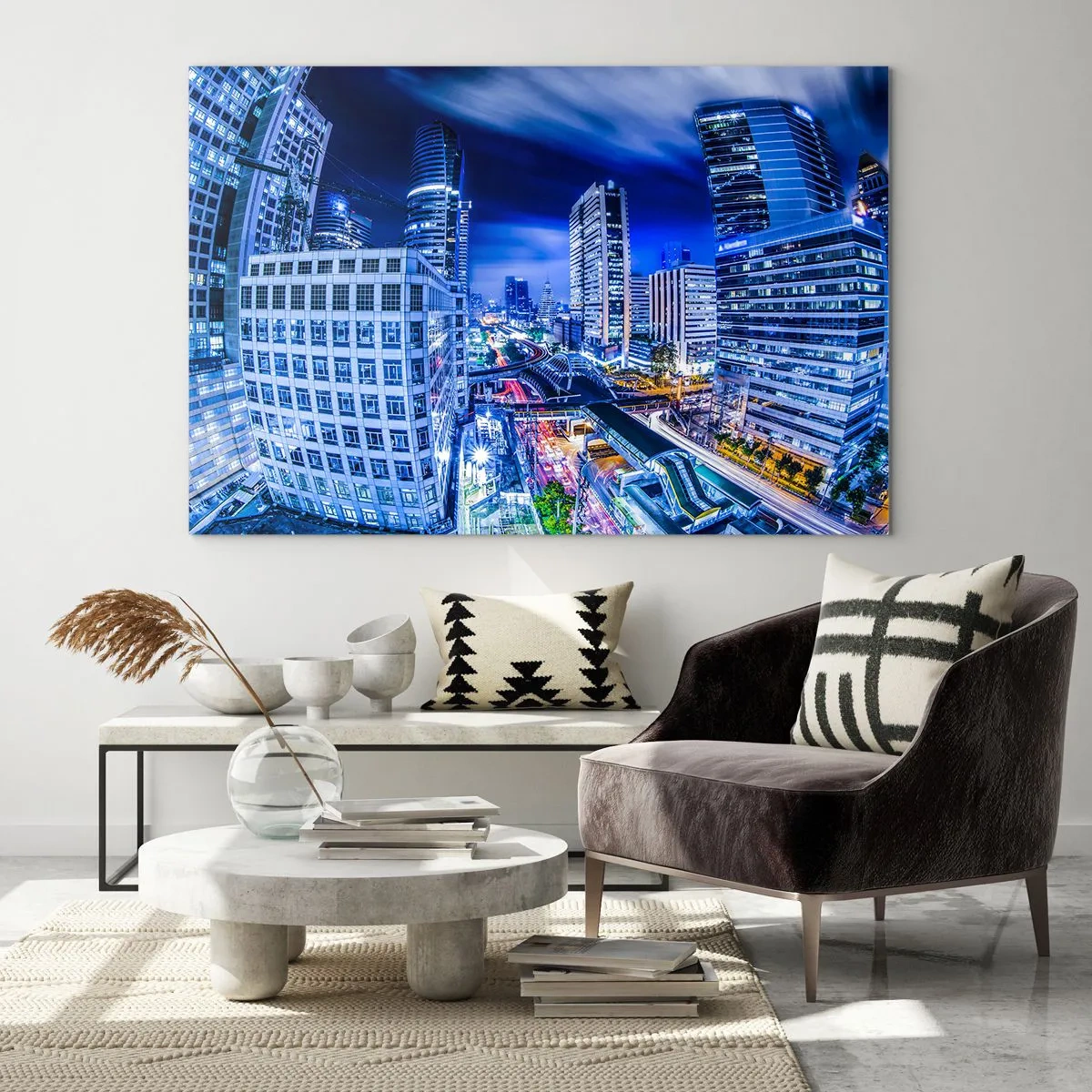 Üveg kép - Az éjszakai város ritmusai - 120x80 cm