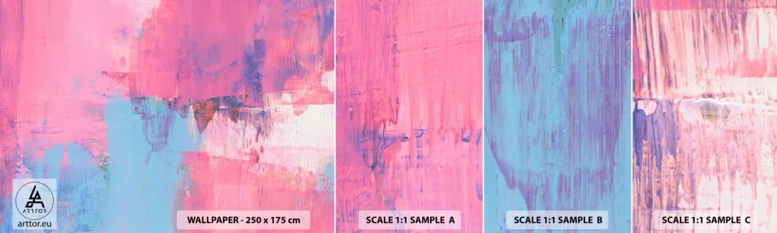 Fotótapéta Minta Öntapadós Deluxe Sticker - Rózsaszín, kék és egy csipetnyi fény - Absztrakció, Minimalizmus, Darab - 100x30 cm