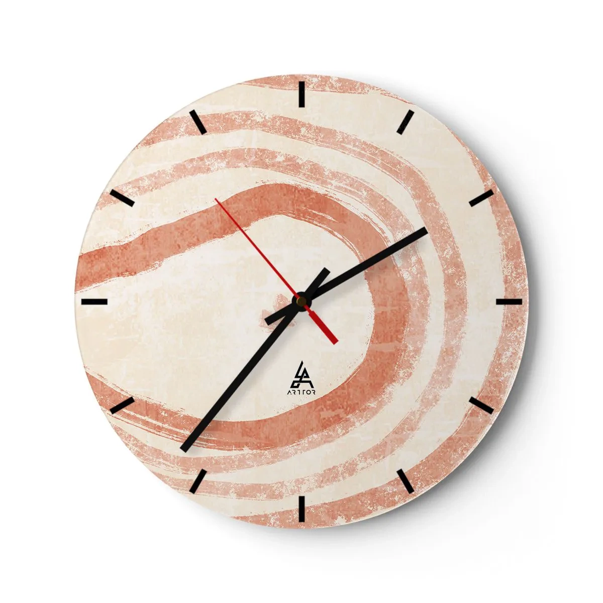 Falióra, Óra - Absztrakt korall körök világos háttéren - 30x30cm - Korallkörök - kompozíció - Modern fali dekoráció nappalihoz, konyhához és hálószobához ARTTOR
