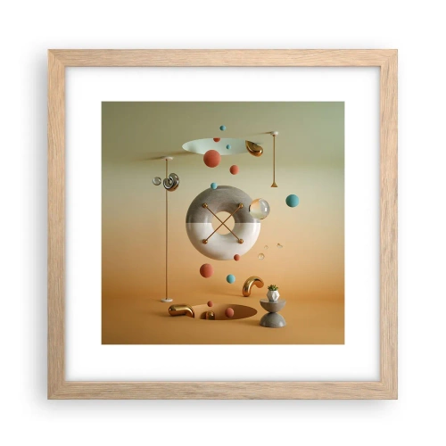 Poszter világos tölgy keretben - Bármi megtörténhet - 30x30 cm