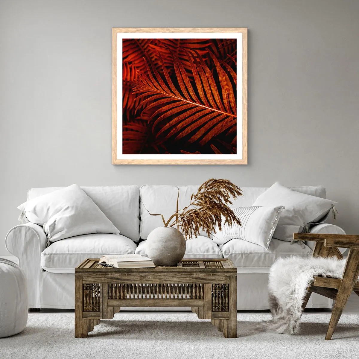 Poszter világos tölgy keretben - Az élet vörös színe - 40x40 cm