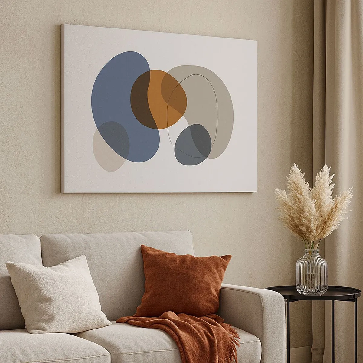 Vászonkép - Absztrakt színes formák kék és barna árnyalatokban - 70x50cm - Színek cseppjei - Modern fali dekoráció nappalihoz és hálószobához ARTTOR