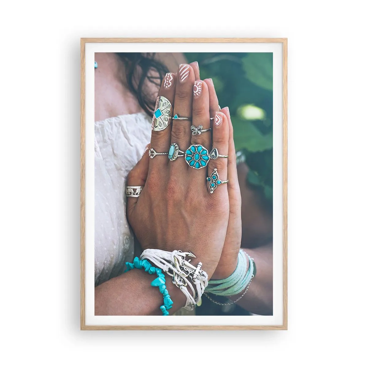 Poszter világos tölgy keretben - Üdvözöljük a lét középpontjában - 70x100 cm