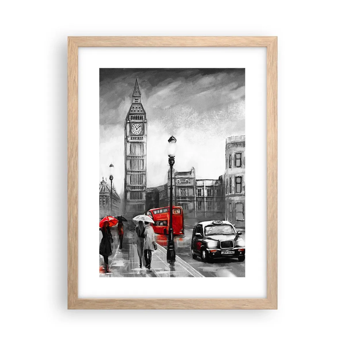 Poszter világos tölgy keretben - Egyáltalán nem szürke város - 30x40 cm