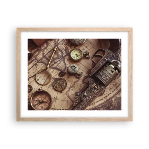 Poszter világos tölgy keretben - Hív a kaland  - 50x40 cm