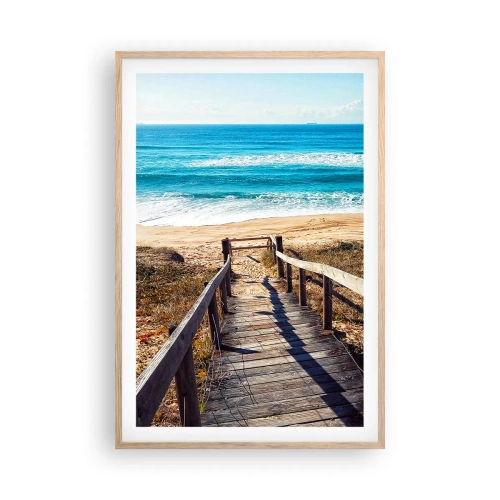 Poszter világos tölgy keretben - Fuss! - 61x91 cm