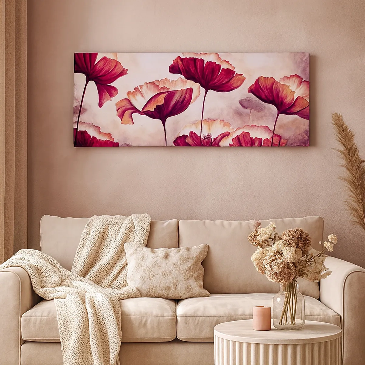 Vászonkép - Piros és fehér szirom - 30x30 cm