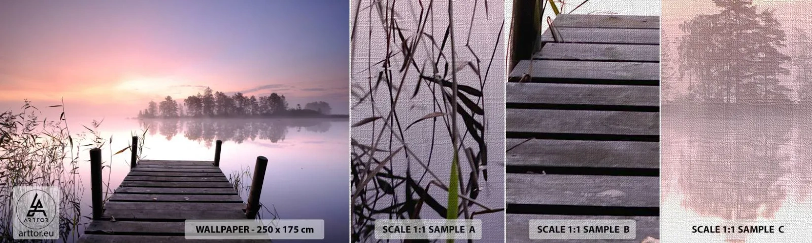 Fotótapéta Minta Premium Canvas - A lila ködből... - Tájkép, Napkelte, Tó - 100x30 cm