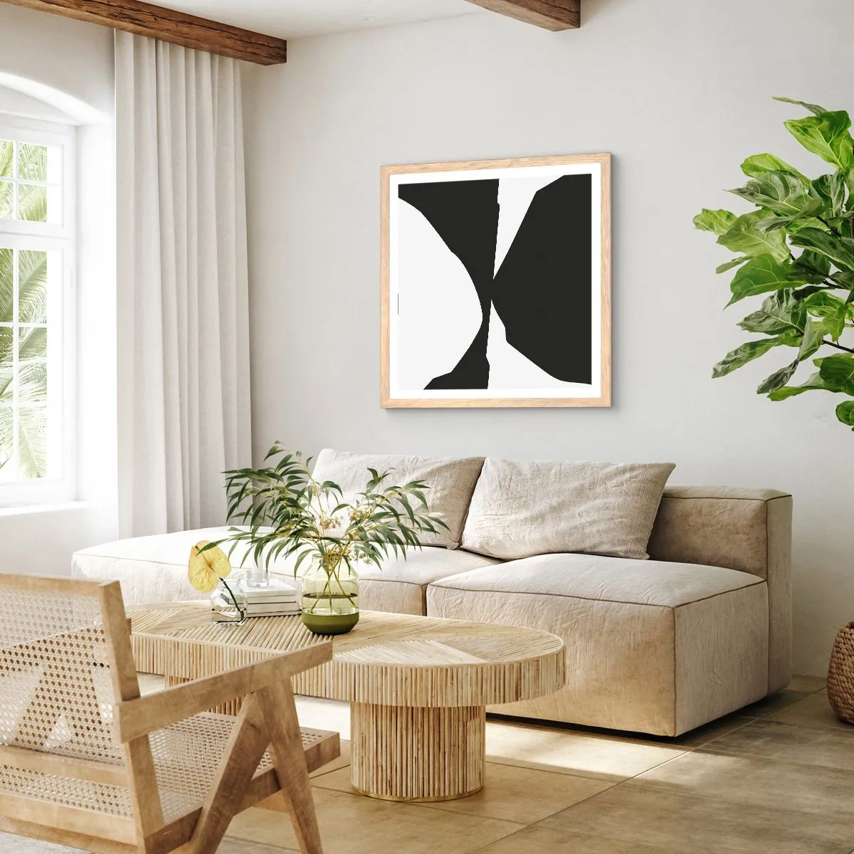 Poszter világos tölgy keretben - Pozitív-negatív - 40x40 cm